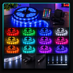 ریسه نواری RGB(16 رنگ) 5 متری 12 ولت با آداپتور و ریموت بدون روکش