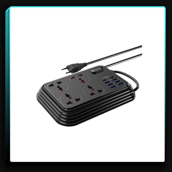 چهار راهی+ پورت USB برند Moxom با کابل 2 متری - Image 4