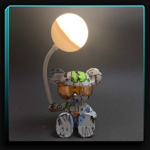 چراغ مطالعه خرسی سفید آبی